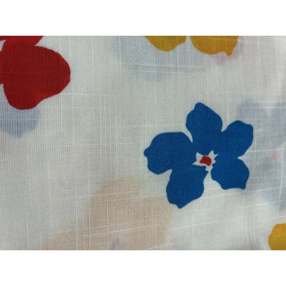 VTG 70s RETRO MOD FLOWER POWER RED BLUE YELLOW FLORAL FABRIC WAMSUTTA 2.5 Yards